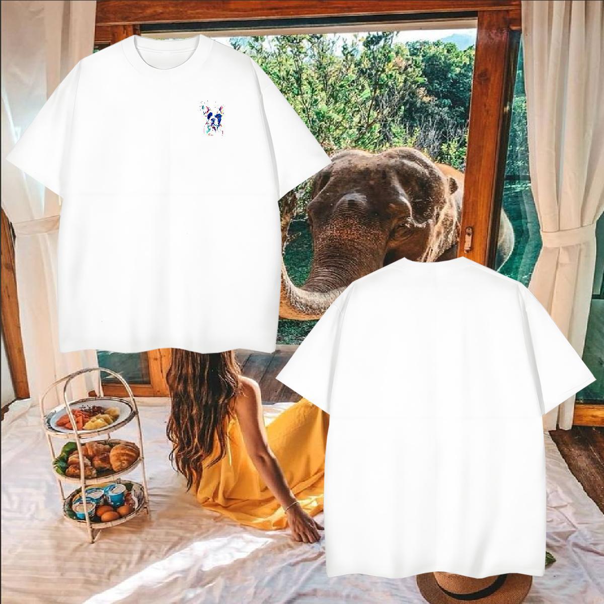 New Arrival Tshirt for Man Woman coloful dog Daily Outfit 230g Cotton Polos O Neck Short Sleeves Soft T Shirts Men Plus Size Cartoon