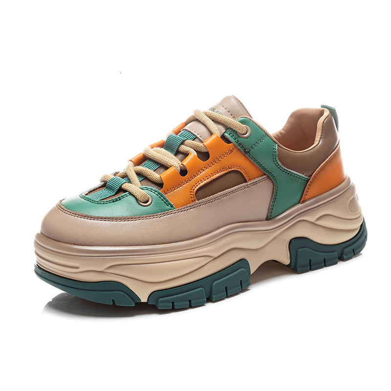 Ddmysports Absorbing Film Sole Genuine Leather Dad In The Autumn Of New Branded Trendy With Thick Soles And Versatile Sports Shoes For Women OUTDOOR
