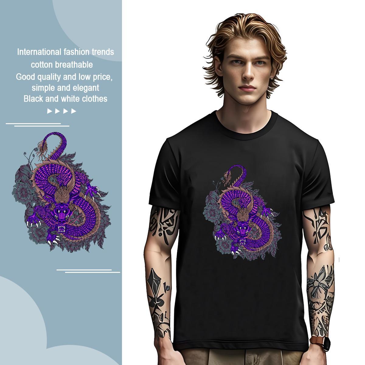 T shirt 100% Cotton 230g dragon Casual Daily Wear Breathable Soft DIY Printed Tshirts Brand Designer Tops