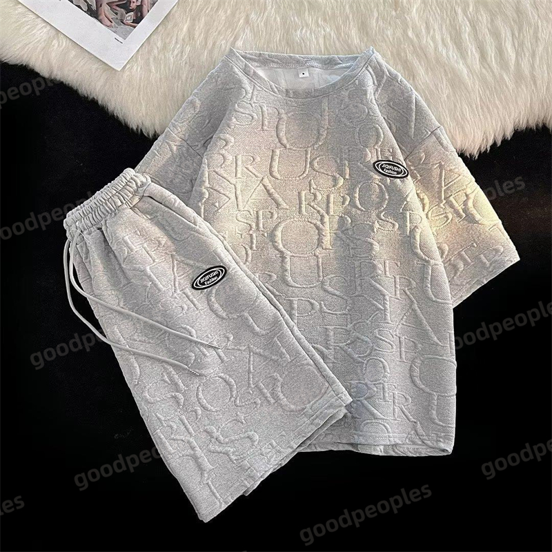 Summer Mens Tracksuits Designer T-shirt Casual Waffle Couple Set Sports Set Fashion Set Beach Pants Shorts Clothing M-3XL
