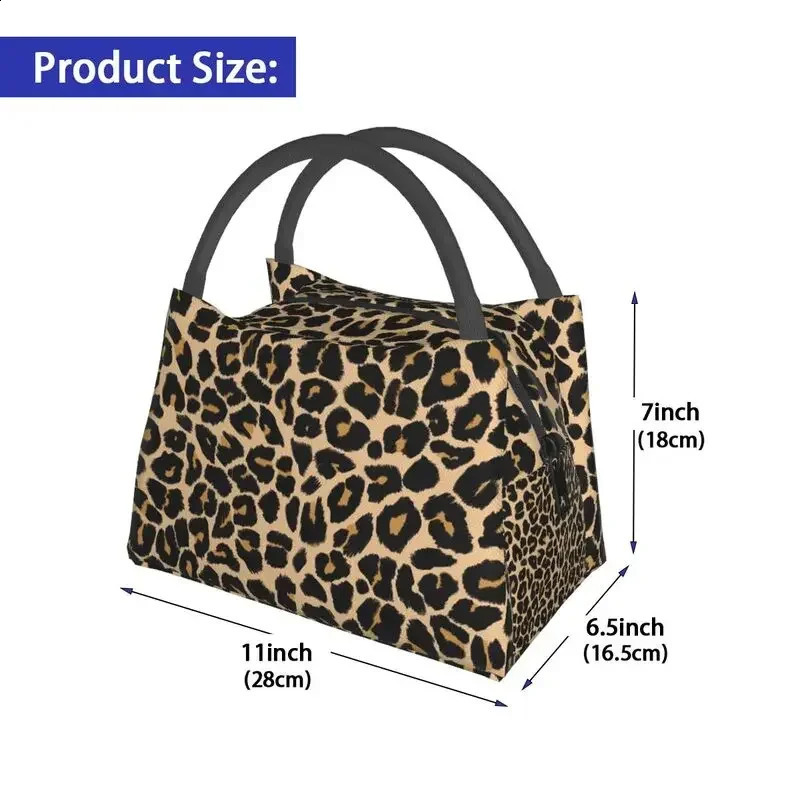 Leopard Skin Print Traditional Colours Insulated Lunch Bags for Women Animal Texture Resuable Cooler Thermal Food Lunch Box 240819