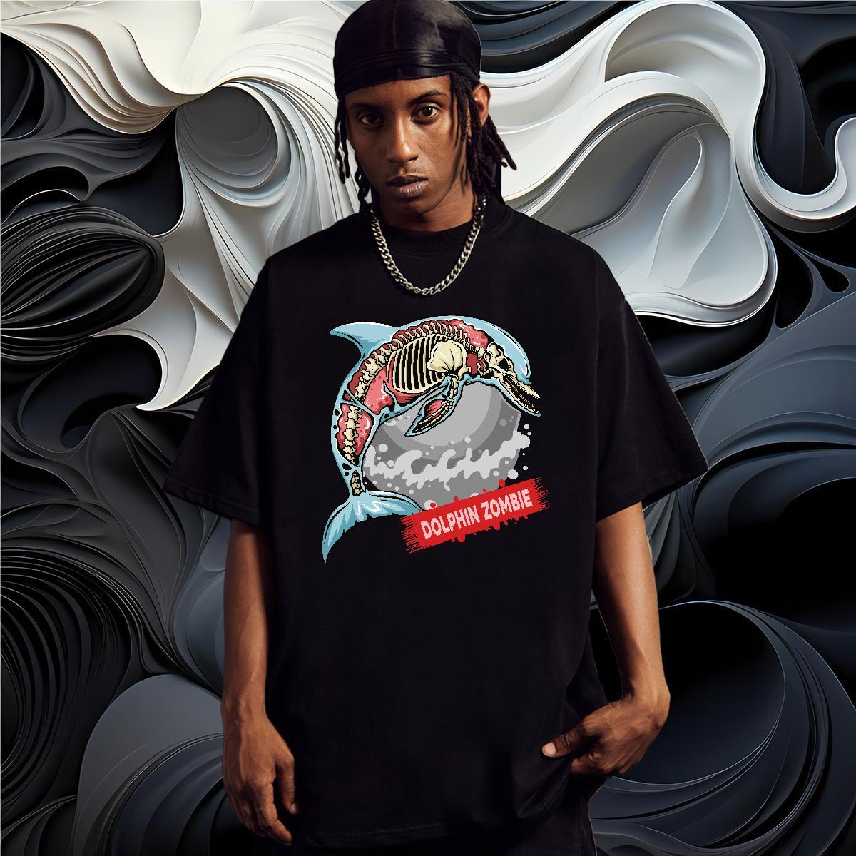 Cool Design Mens T Shirts dolphin Short Sleeve O-Neck Casual Daily Wear Custom Printed 230g 100% Cotton Men Clothes T-Shirt 2024 DIY Tops Tees