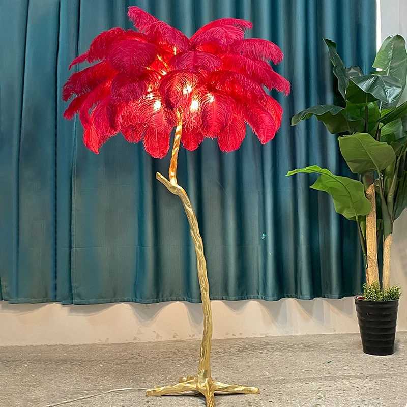 Feather Floor Lamp Nordic Ostrich Feather Lamp Reading Lamp For Modern Living Room Decoration Led Lamp For Decoration Bedroom Y240820
