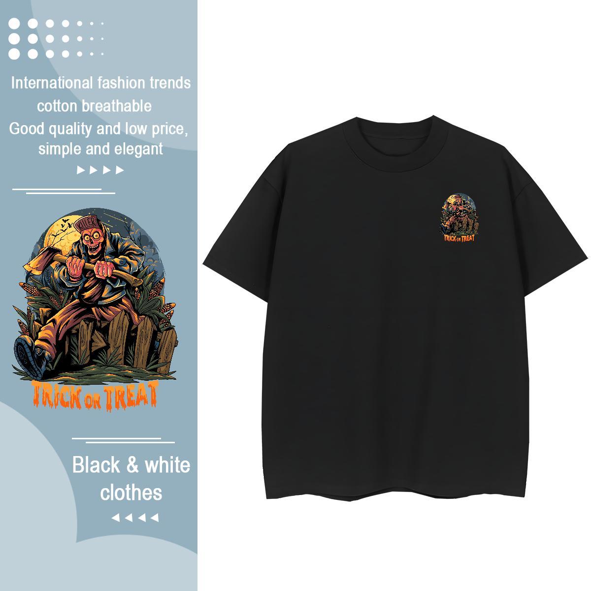New Arrival Men Tshirts Halloween Street Wear 100% Cotton 230g Clothings Crew Neck Breathable Cool Design T Shirts Men DIY Printed