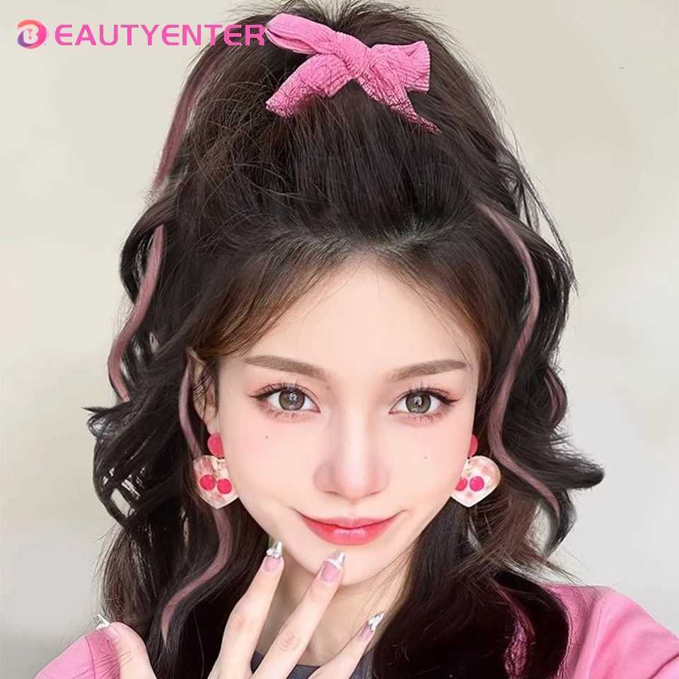 Ponytail wig womens long hair buckle waterfall style half tie high ponytail colorful braided curly hair natural fluffy fake W240817