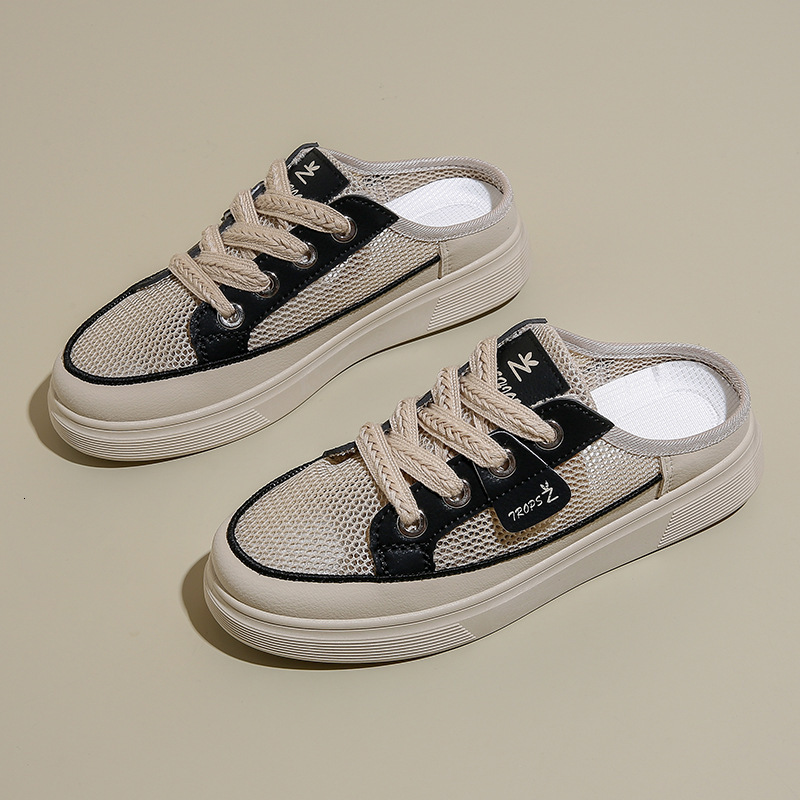 Ddmysports Summer New Instagram Korean Edition Open Mesh Ollow Small White For Female Students Versatile Casual Alf Slippers Women S Shoes Trend Q OUT