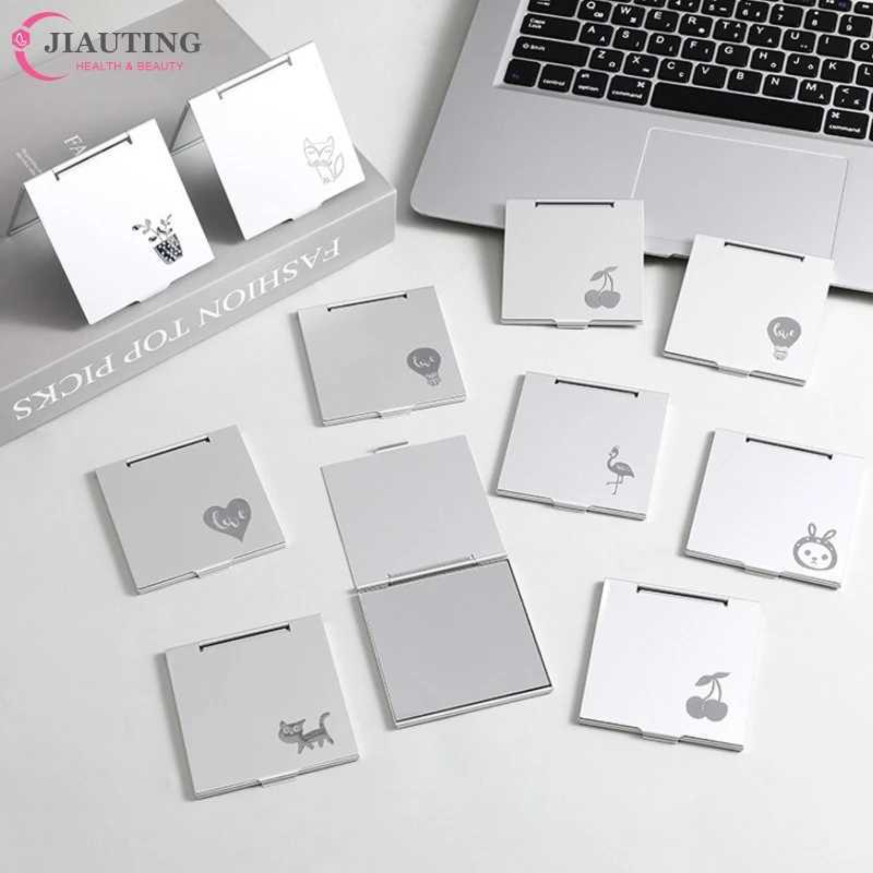 1PC Square Folding Aluminum Mirror Mini Compact Pocket Mirror Makeup Hand Standing Portable Small Mirror Foldable Cosmetics Tool Y240819