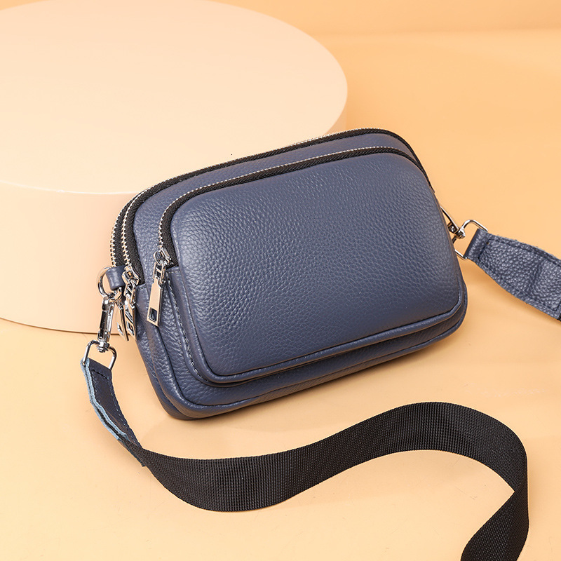 Genuine leather women's 2023 new trendy and fashionable multi-layer single shoulder crossbody bag, top layer cowhide small square bag