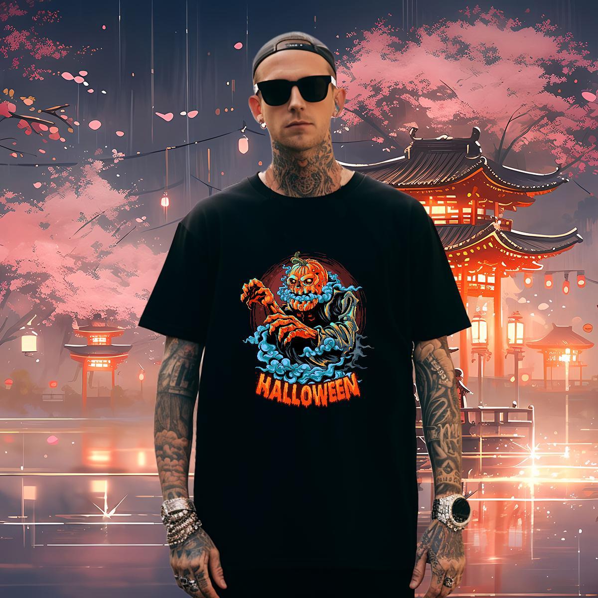 Unisex Men T Shirts pumpkin O-Neck Short Sleeve Casual White Plus Size 230g 100% Cotton Tshirt for Man Woman Designer Tops Tees