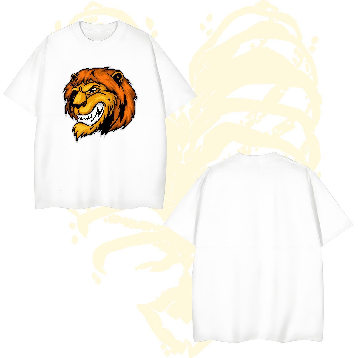 Classic T Shirts Men lion Breathable Short Sleeve Home Outdoor Custom Print Oversized 230g Pure Cotton Men Clothes T-Shirt Brand Tees Shirts