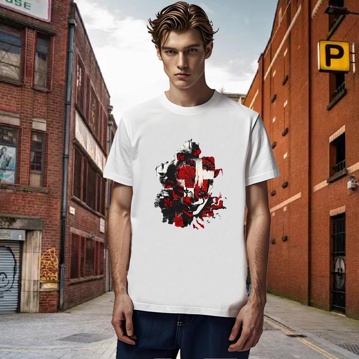 T shirt 230g 100% Cotton scary Hip Hop Street Breathable Short Sleeve Plus Size Custom Men Tees 2024 DIY Designer Tops Shirt