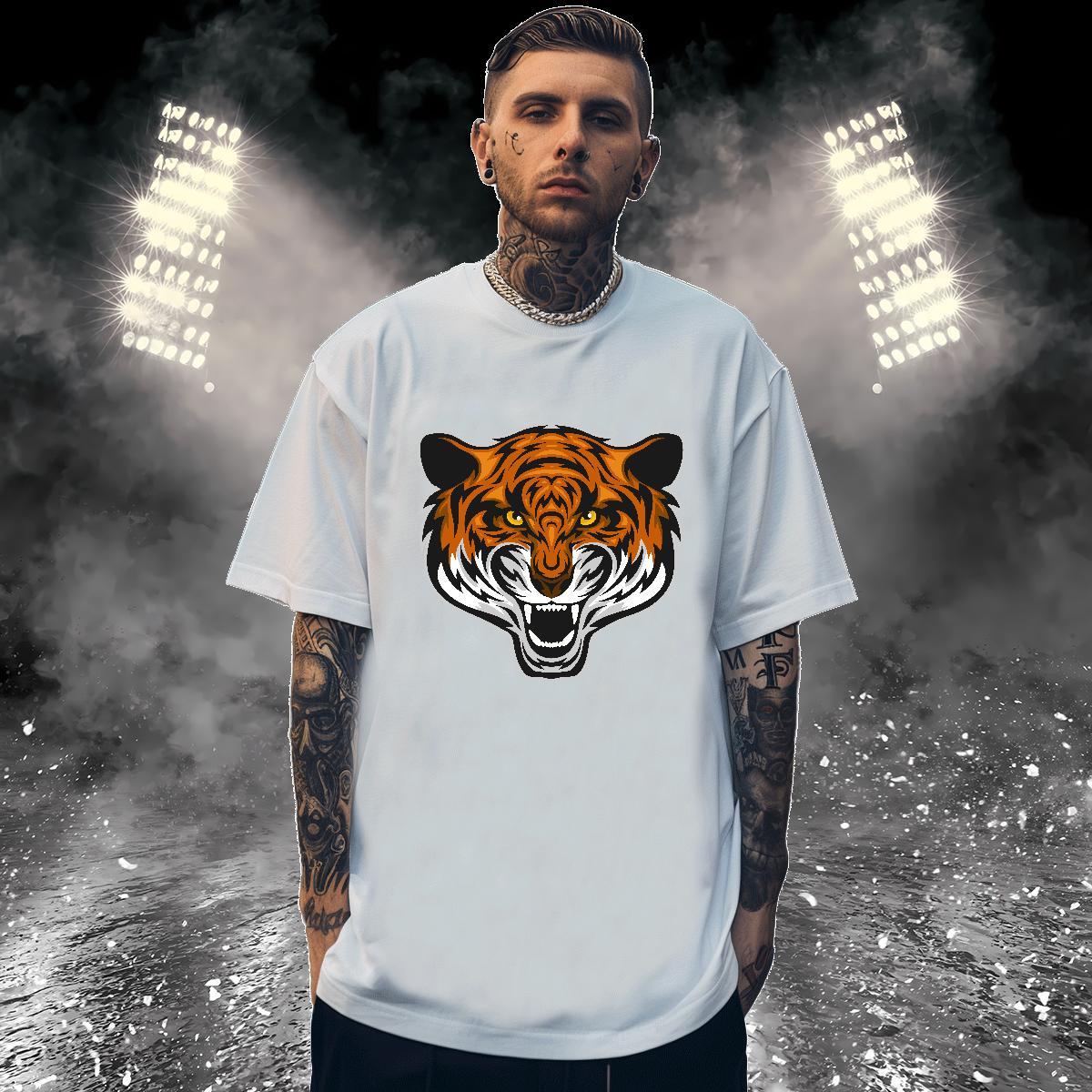 Cool T Shirts Men tiger Crew Neck Breathable Sport Graphic 100% Cotton 230g Men Tshirts 2024 Tops