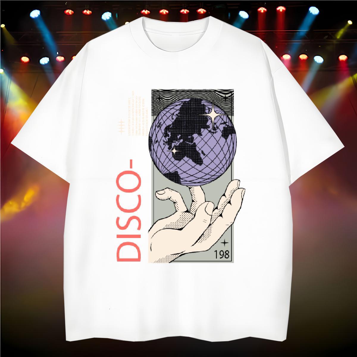 Cool Design earth T Shirts Men High Street Hip Hop Tshirts 230g 100% Cotton 2024 DIY Short Sleeve Soft Custom Printing Wear