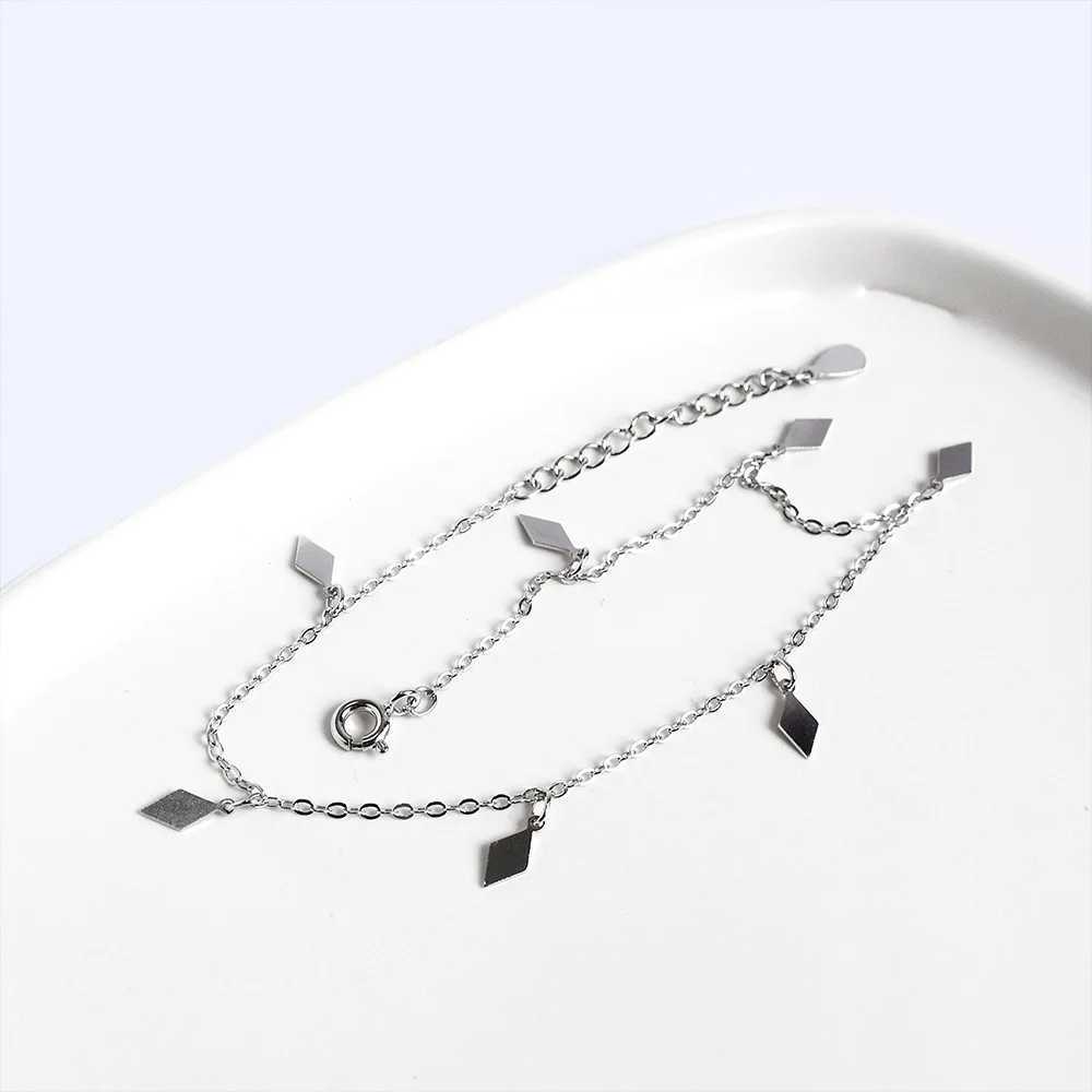 925 sterling silver simple diamond geometric pendant anklet for womens summer beach leisure jewelry accessories girlfriend gift W240815