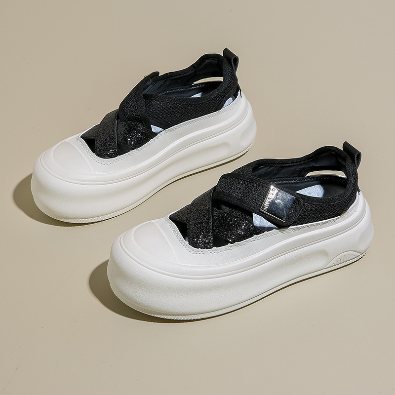 Ddmysports Summer New Ins Korean Edition Ollow White Shoes For Female Students Thick Bottom Versatile Casual Breathable Sandals MXD OUTDOOR