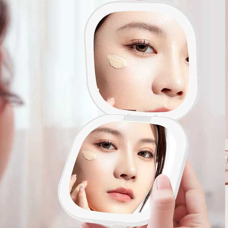 Double-sided Led Folding Makeup Mirror USB Charging Compact and Portable Led Beauty Mirror Y240819