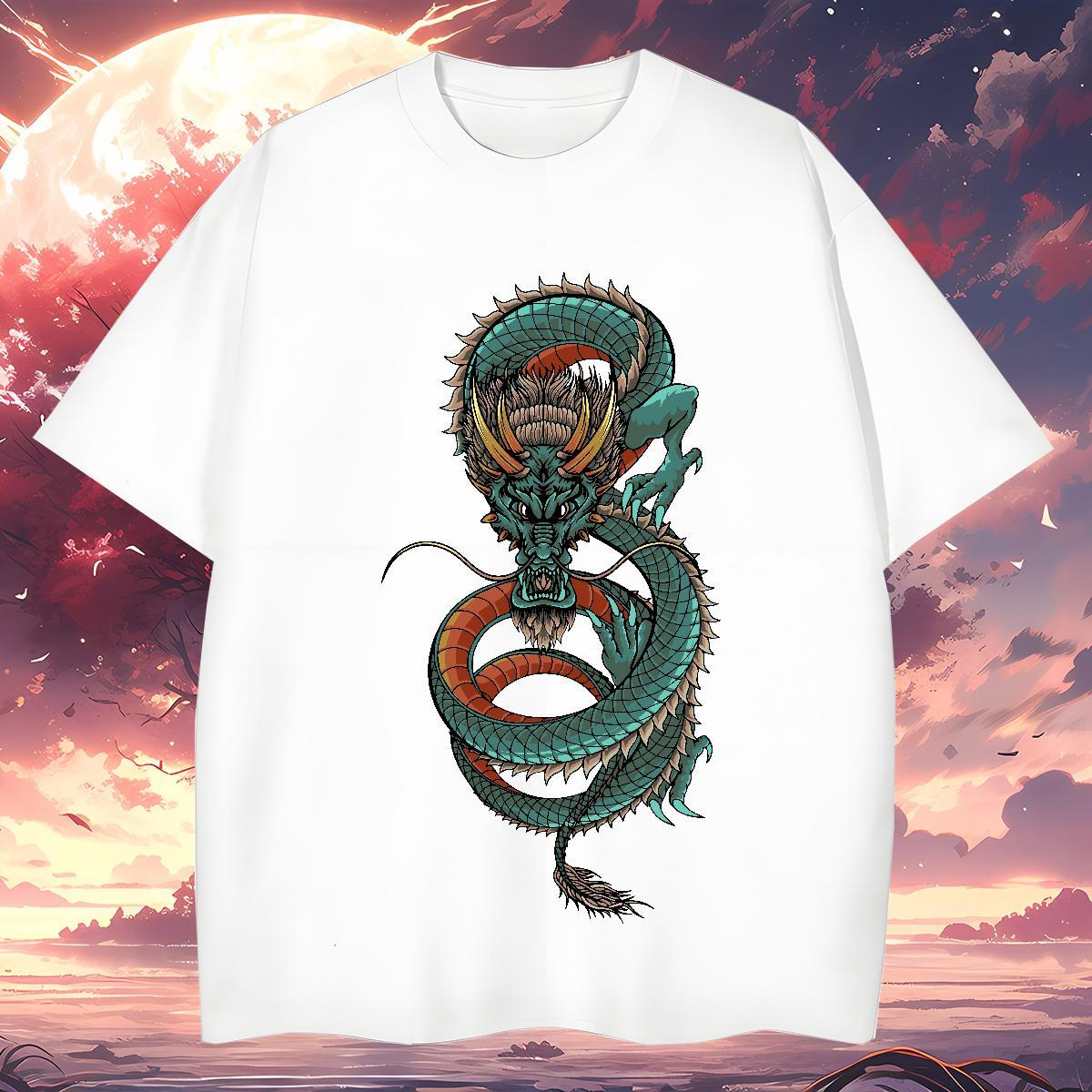 TOP Quality dragon Mens T Shirts Street wear Hip Hop Men Tops Tees 230g Cotton Free Shipping Breathable Crew Neck Asian Size Clothes