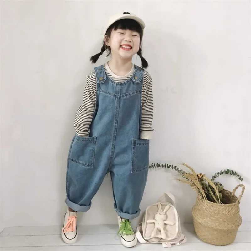 New Simple Fashion Boys Jeans Pendant Denim Pants Casual Denim Hoodie jumpsuit W240806