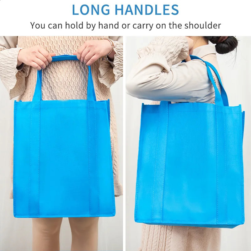 1Pcs Reusable Shopping Bag Foldable Tote Grocery Large Capacity NonWoven Travel Storage Eco Handbag 240819ZYl