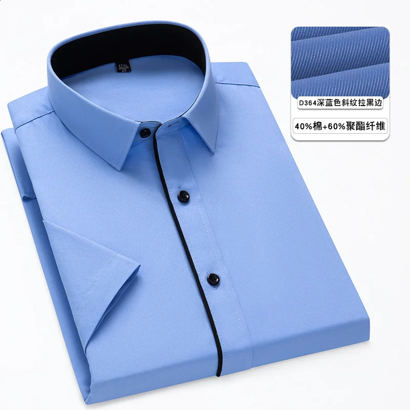 Summer Fashion Oversized Mens Shirt Short Sleeve Male Casual Social Shirts Solid Color Business Formal Daily Shirts White Black 240820