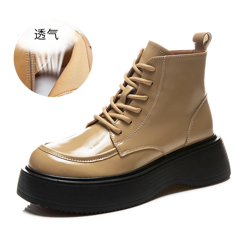 Ddmysports Foam Genuine Leather Martin Women In Autumn New Thick Soled High Rise Short Boots For Casual And Versatile S Trend OUTDOOR