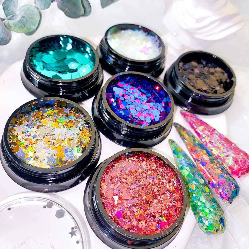 Iridescent Nail Art Sequins Nail Glitter Mixed Chunky Glitter for Nails Art Sequin Powder Decoration DIY Accessories Nail SupplyXJ240815