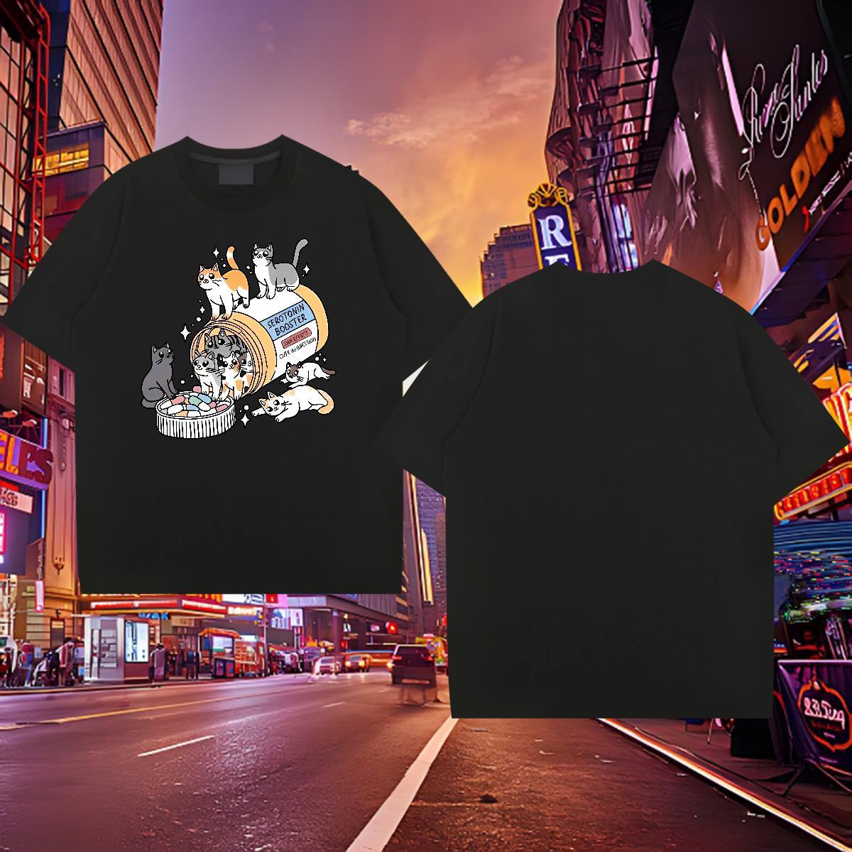 Comfortable Men T Shirts cats Pure Cotton Casual Beach Skull 230g Cotton Men Clothes T-Shirt Classic Tees Shirts