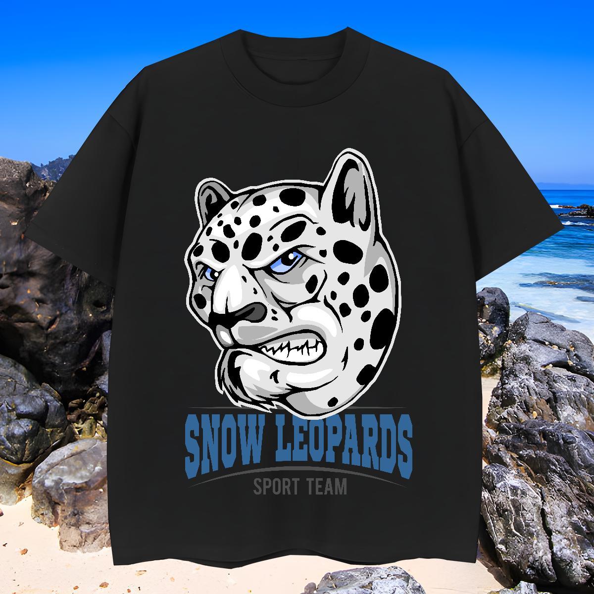 Soft Men T Shirts leopard Crew Neck Spring Summer Custom Print Plus Size 100% Cotton 230g Men Tees 2024 New Tshirts