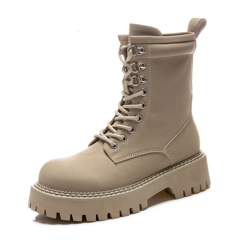 Ddmysports Genuine Leather Yellow Winter New Heels Thick Soles Martin Women S Casual And Versatile Short Boots For OUTDOOR