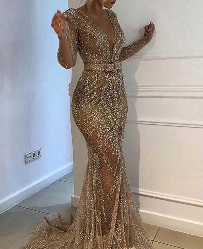 style womens evening full dress sexy sequin long sleeve full dresses for women bridesmaid dress 240819