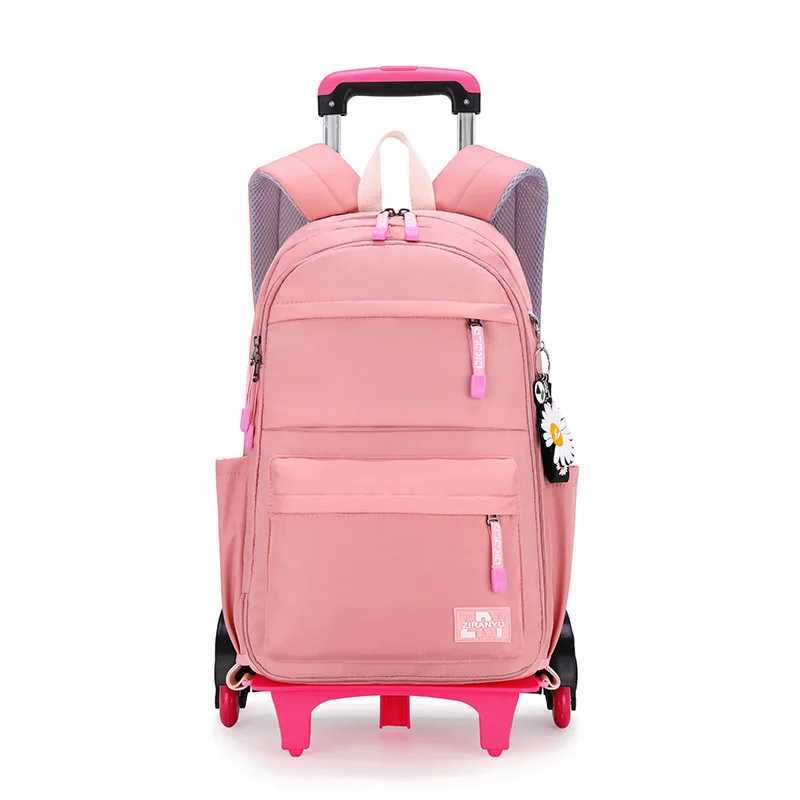 2023 Student School bag Rolling Backpack kids Trolley bag girl school backpack Multifunctional child waterproof backpack wheels Y240820