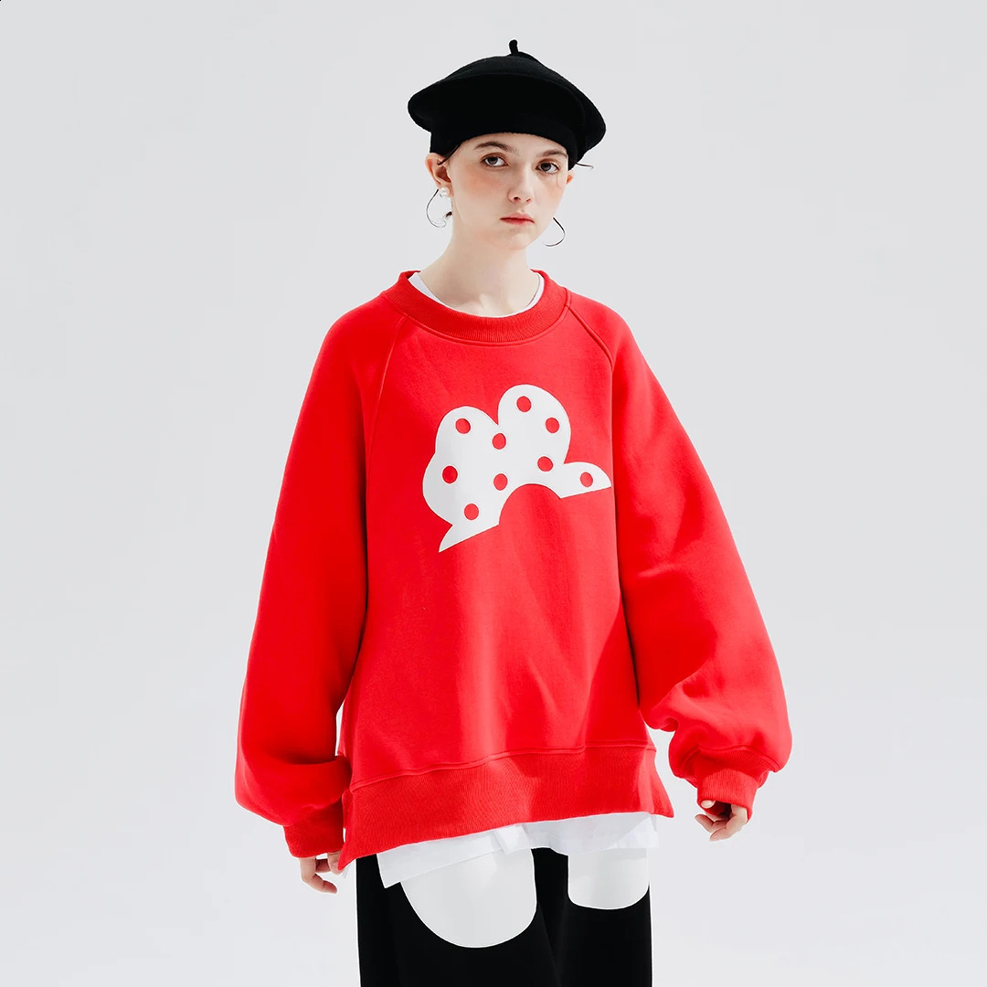 Imakokoni original air layer decal round neck hooded sweatshirt for spring and autumn 234264 240819