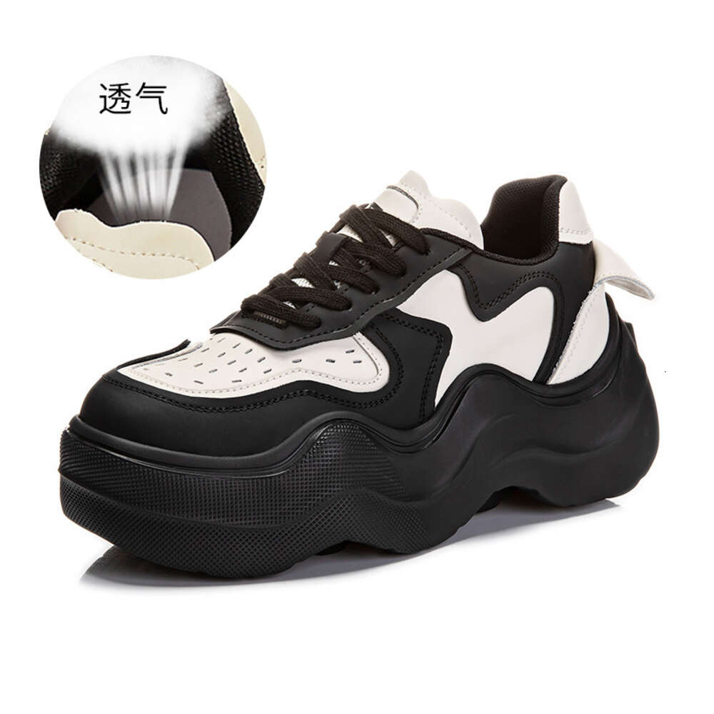 Ddmysports Foam Genuine Leather Dad Women In Spring Thick Height Increasing Sports Casual Wave Soled Shoes For Trendy OUTDOOR