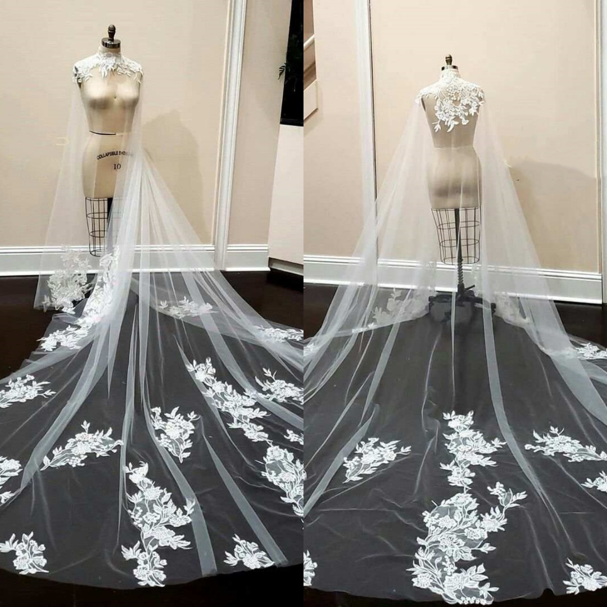 Luxury Long Wedding Wrap Appliques High Neck Sleeveless Bride Shawl For Strapless Bridal Dress Custom Made Wedding Accessories