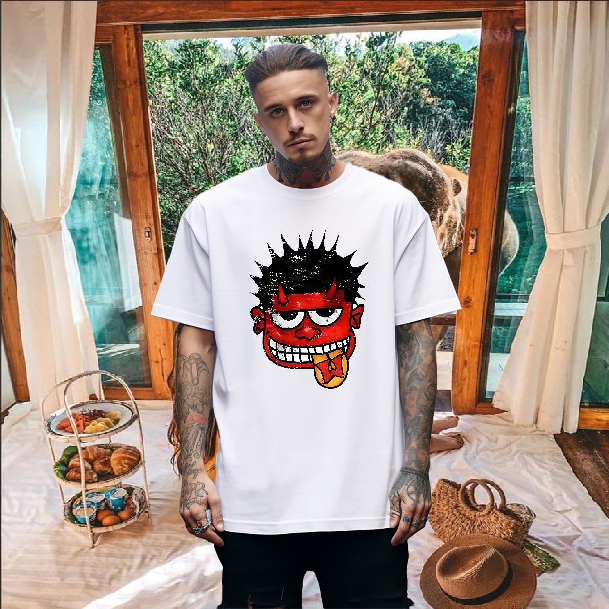 2024 DIY cartoon Men Tops Tees 230g Pure Cotton T-Shirts Custom Cartoon Street O Neck Short Sleeves Unisex Tshirts