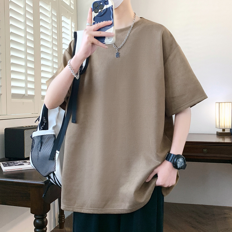Suede T Shirts for Men Summer Short-sleeve Mens T-shirt Basic Casual Tshirt Solid Colour Tee shirts Unisex Summer Tops
