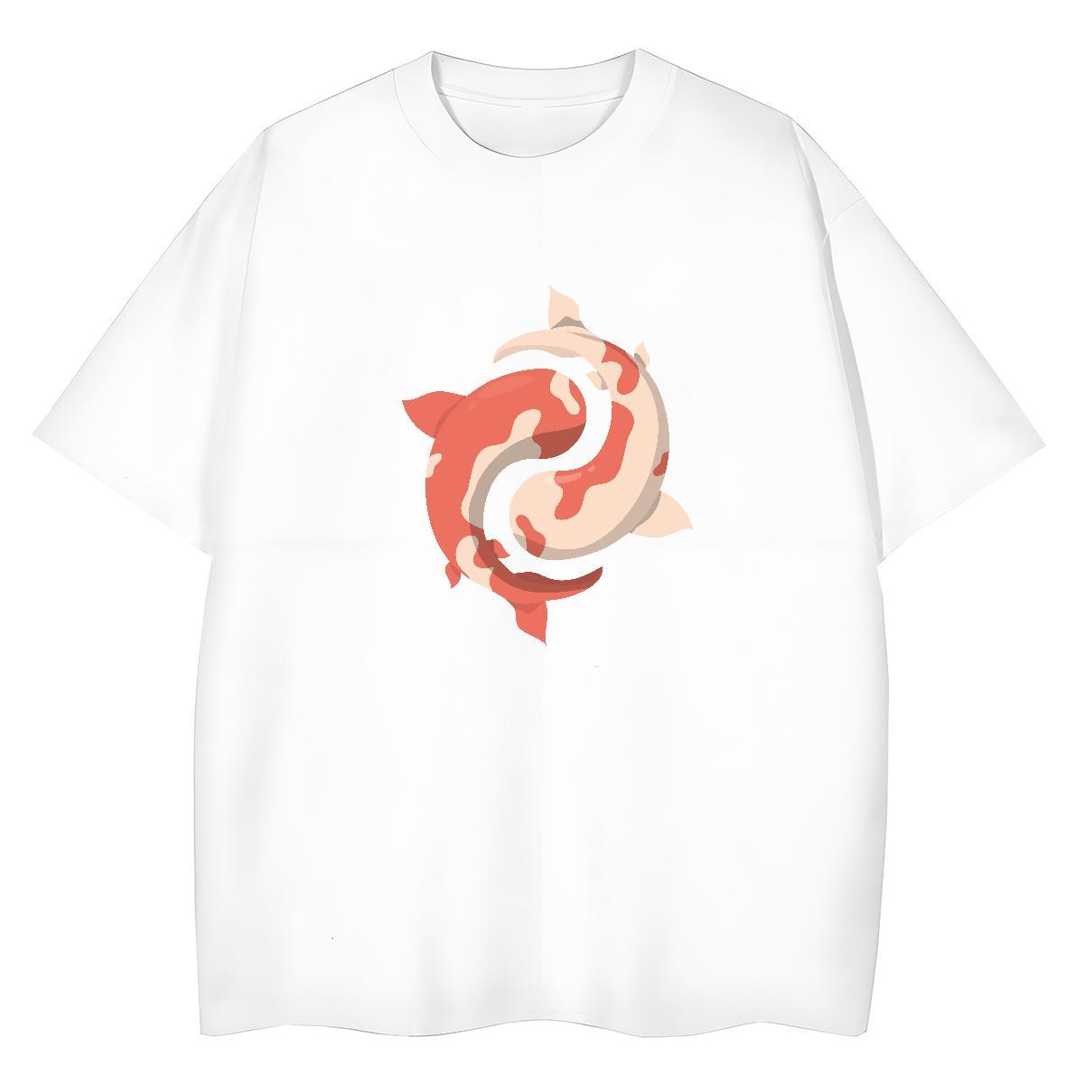 Fashion Designer Couples T Shirts fish Hip Hop 100% Cotton 230g Tops Tees Pure Cotton Wholesale T Shirts Men Black Oversized
