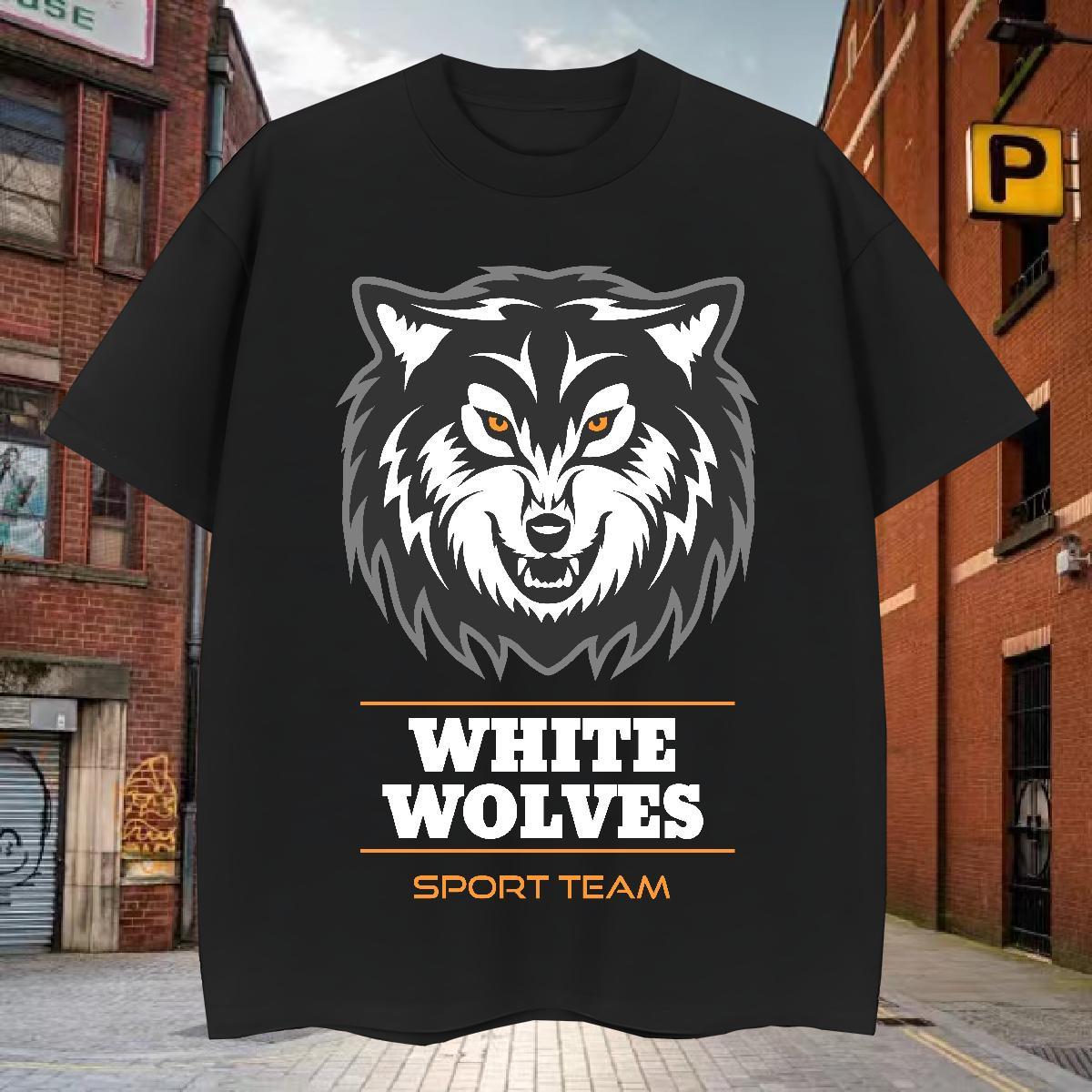 T Shirts Men 230g Cotton wolf Summer Casual Breathable Short Sleeve Anime Men Tops Tees New Arrival Classic Tops Shirt