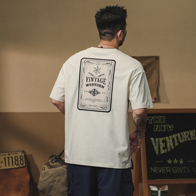 Summer Japanese Street Loose Tshirt Mens Slim Fit Elastic Fashion Edition Printed Round Neck Casual Top 240819