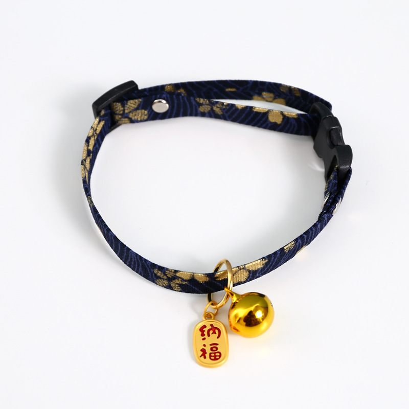 New Chinese Style Pet Embroidery Adjustable Bell Cat Dog and Wind Charm Collar Accessory Choker 17-33cm