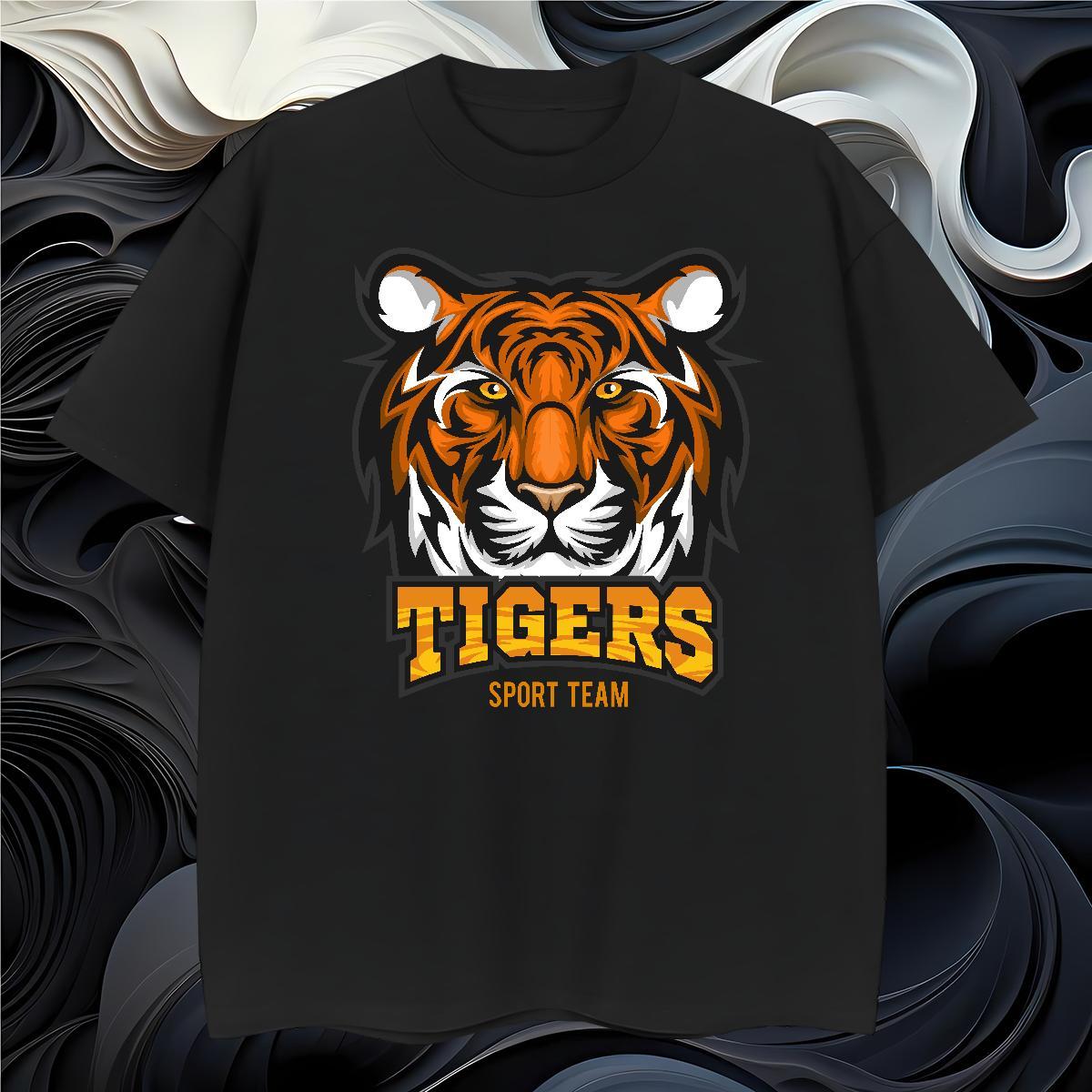 Cool Design T shirt tiger Short Sleeve O-Neck Summer Casual Anime Print 230g 100% Cotton Men Clothes T-Shirt Fashion Design Polos