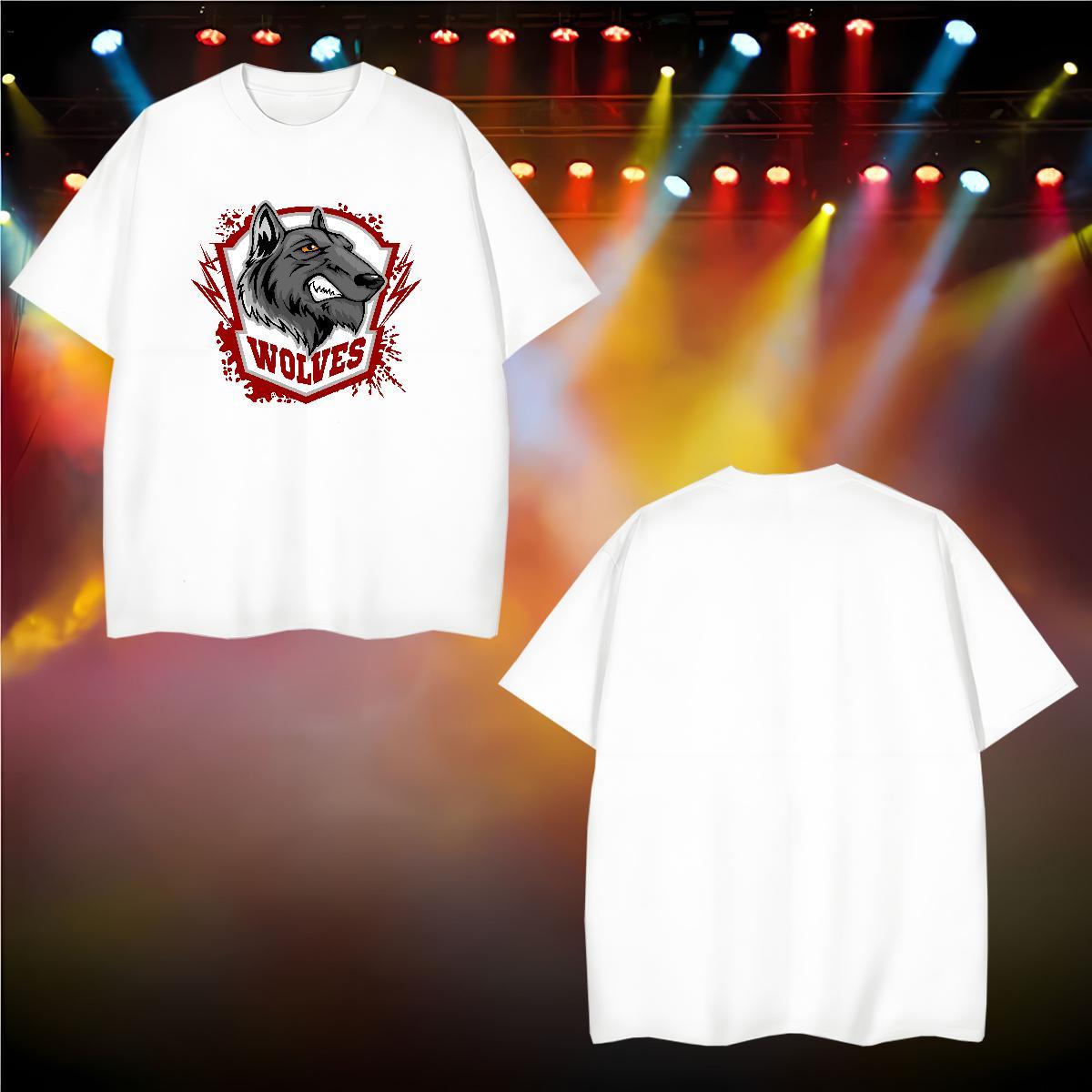 Fashion Casual Tshirt for Man Woman wolf Home Outdoor 230g 100% Cotton Wear Round Neck Short Sleeve Unisex Man T Shirts Plus Size Cartoon
