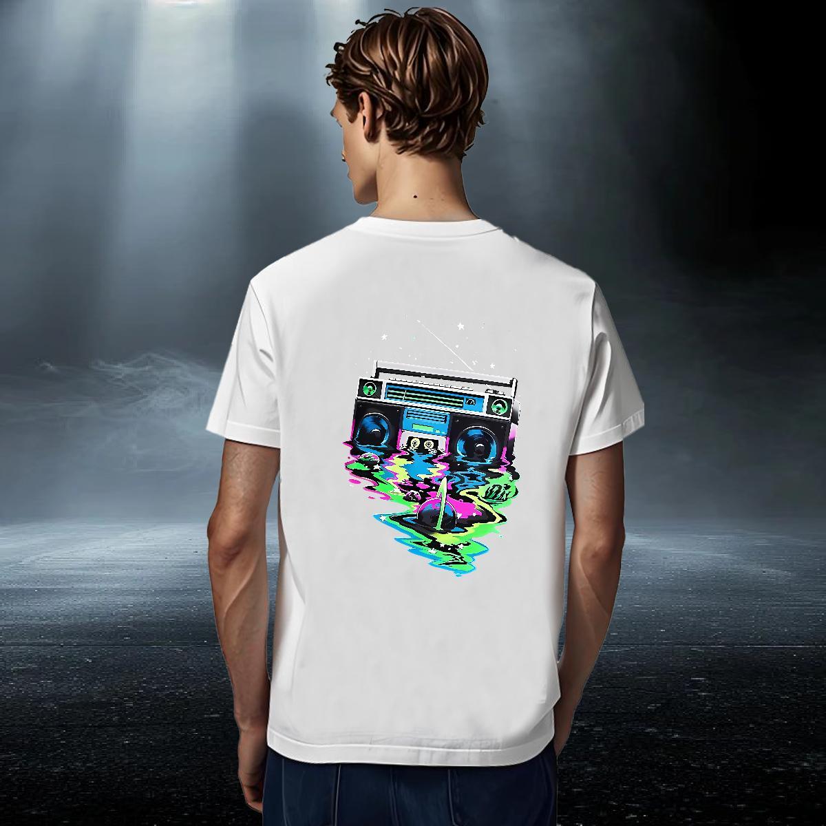 Loose Men Tops Tees Beach 230g Pure Cotton Plus Size Custom O Neck Short Sleeves radio T Shirt For Man Free Shipping Tees Shirts