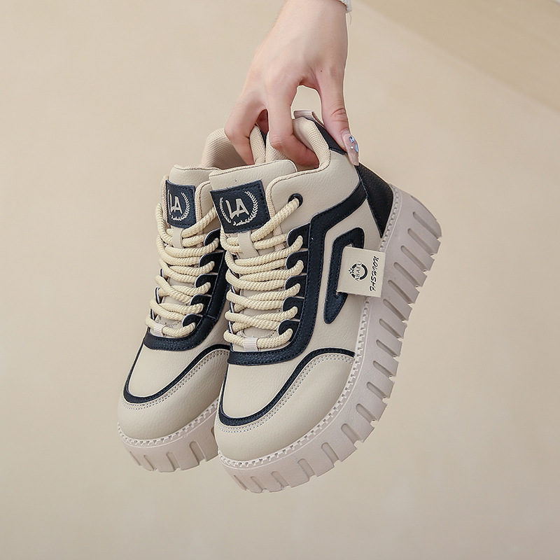 Ddmysports Autumn New Instagram Korean Igh Top Little White Women S Thick Sole Versatile Casual Sports Board Shoes Trend ZY OUTDOOR