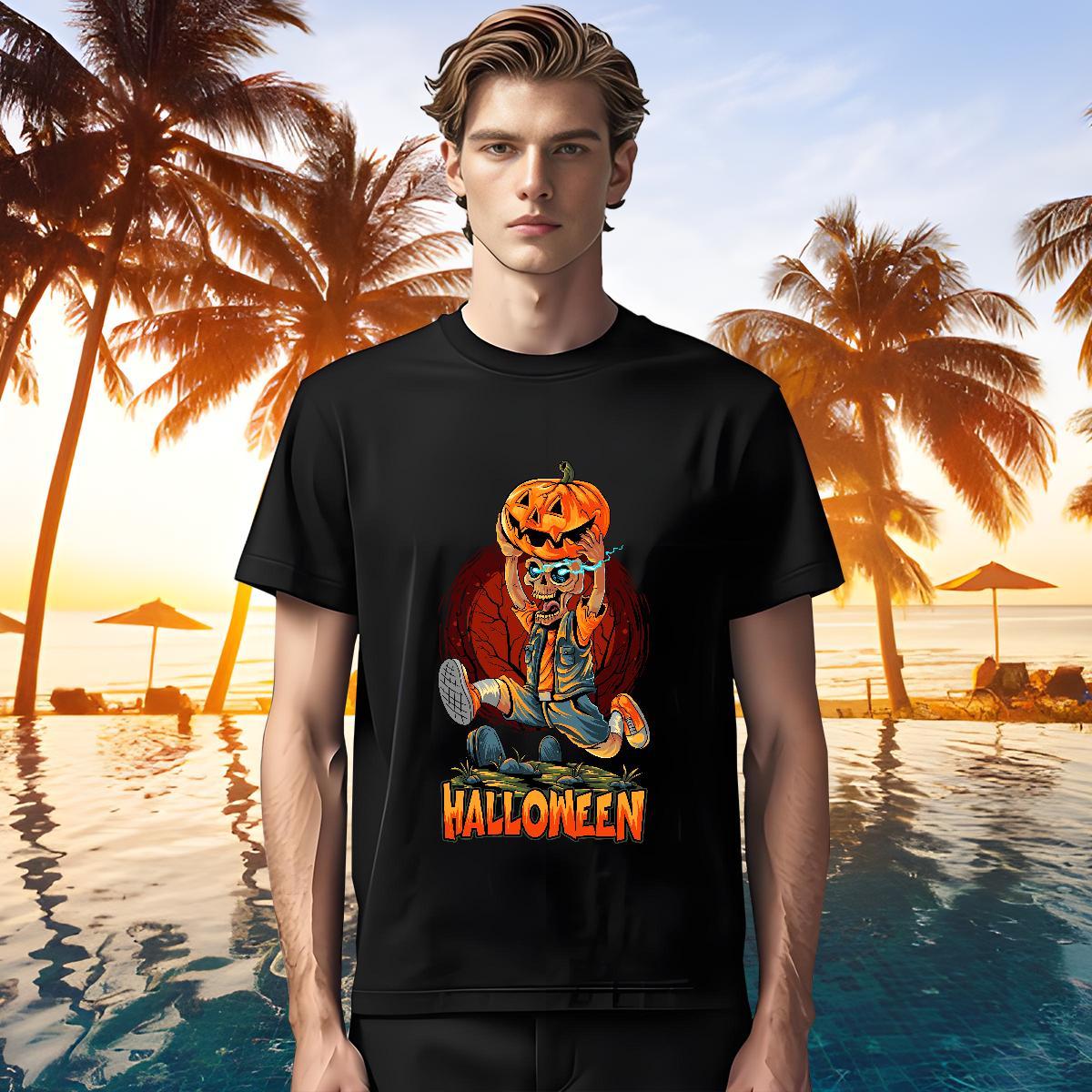 Free Shipping T shirt pumpkin Breathable Crew Neck Casual Beach DIY 100% Cotton 230g Men Clothes T-Shirt DIY Customized Tshirts