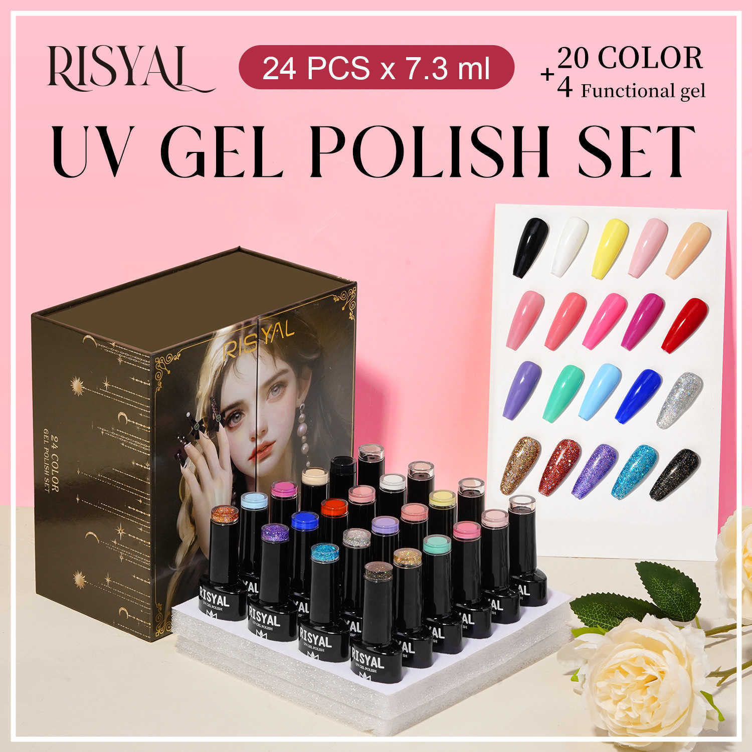 Nail Gel nail polish adhesive set 24 pieces Armor oil color Base Seal functional New phototherapy Q240819