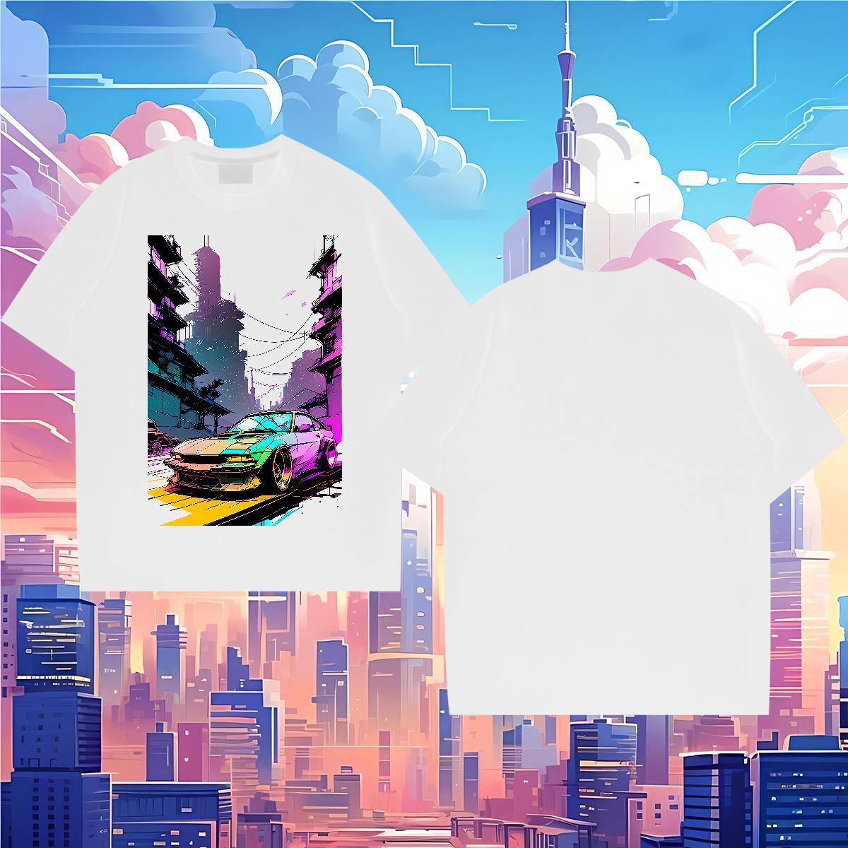 Comfortable car 230g 100% Cotton Men Clothes T-Shirt Street Round Neck Short Sleeve Men T Shirts Customized DIY Clothings