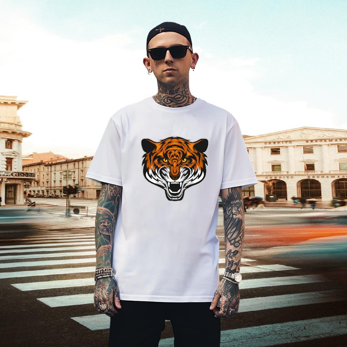 Classic T-Shirts for Men tiger Breathable Short Sleeve Beach Custom Big Size 230g Pure Cotton Couples T Shirts Designer Wear