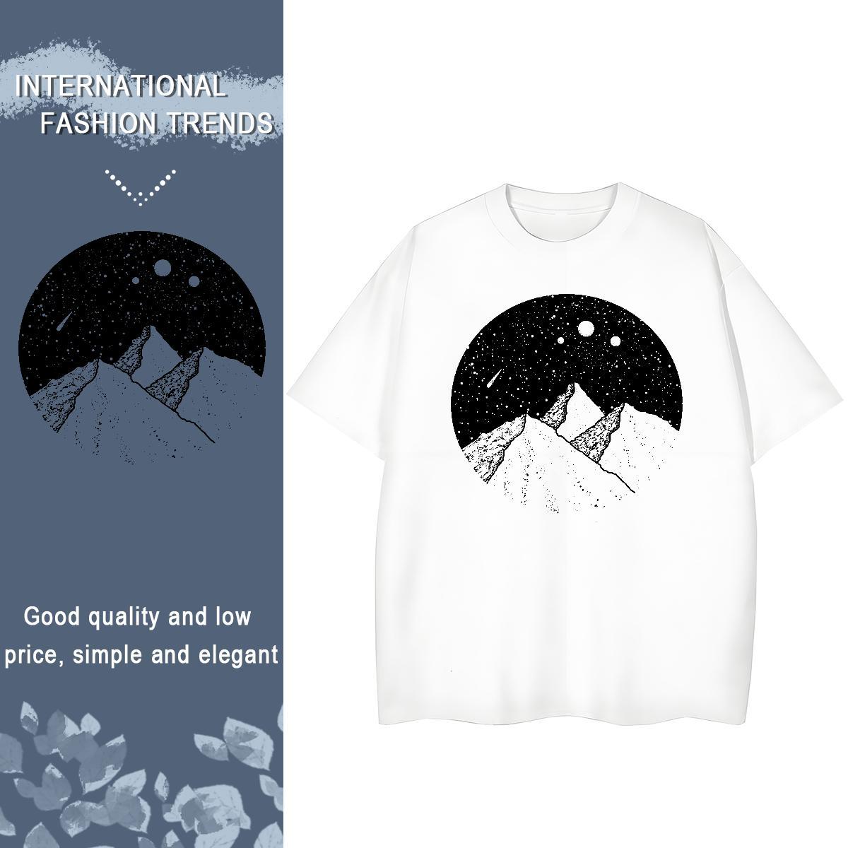 Casual New Womens Tshirts Summer Casual Crew Neck Breathable Tops Shirt Comfortable 100% Cotton 230g mountains DIY Anime Woman T Shirts