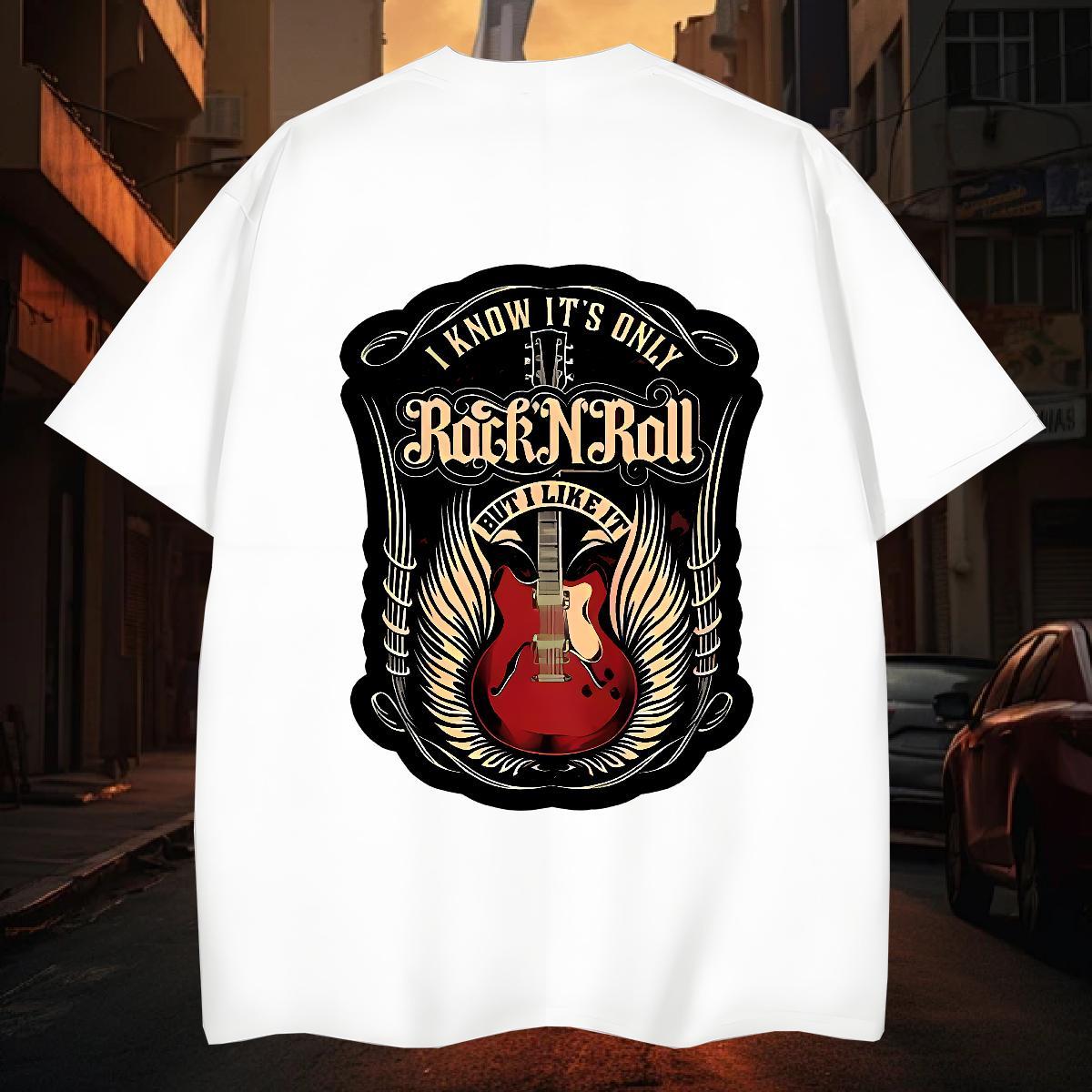 Man T Shirts 230g Cotton rock High Street Hip Hop O-Neck Short Sleeve DIY Men Tops Tees Fashion Casual High Quality Top Tees